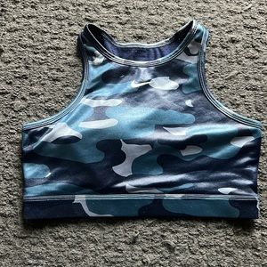 LIKE NEW Nike Dri Fit Sports Bra, blue camo, size small